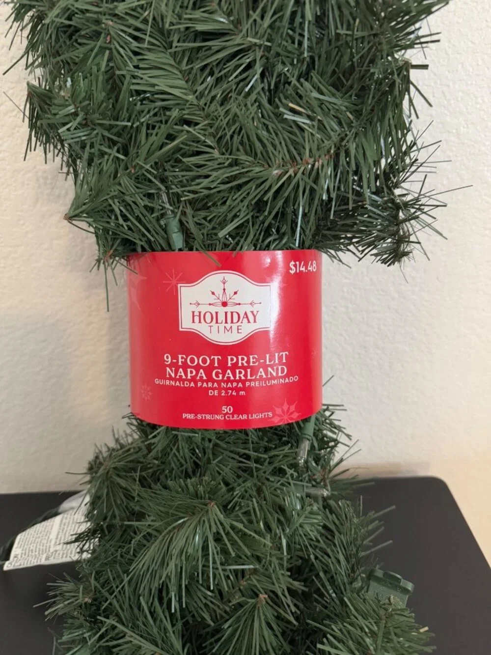 Holiday Time 9-Foot Pre-Lit Napa Garland